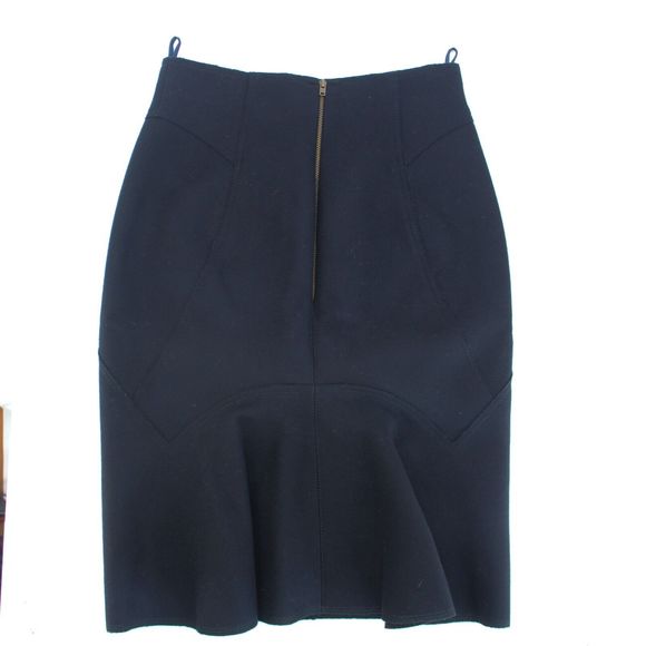 6267 Black Pencil Skirt High Waist Knee Length 100% Virgin Wool Wiggle Midi 40/4 - Picture 9 of 11